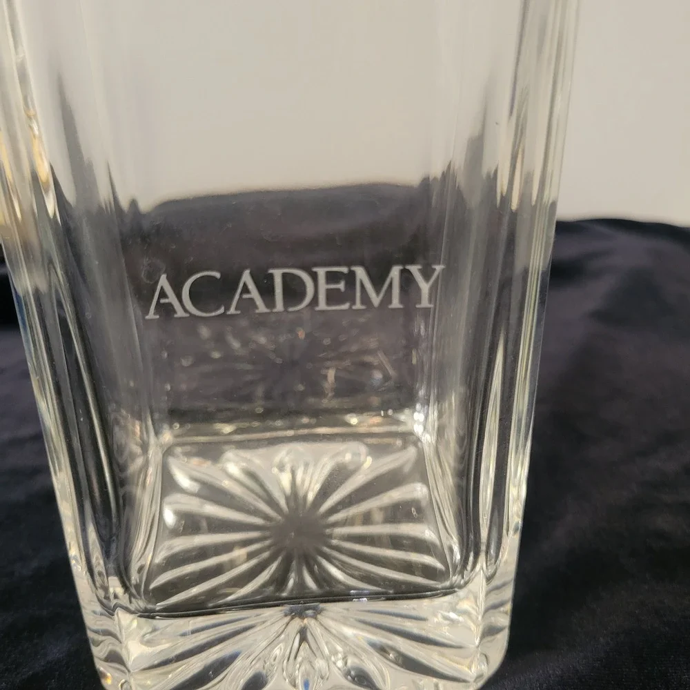 Heavy Crystal Whiskey Decanter w/ Ribbed Stopper Square Starburst Etched ACADEMY